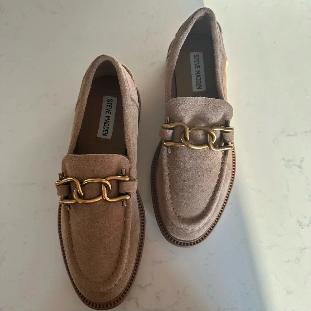 Steve Madden Karmine Loafer in tan suede Size: 7.5 - Picture 3 of 5